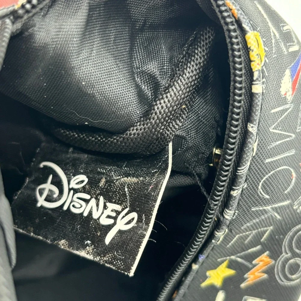 Disney Mickey Mouse Mini Backpack Black Gold‎ Lettering Pattern Print Cute